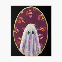 a painting of a ghost with flowers around it