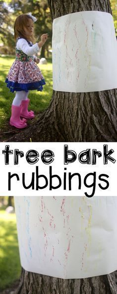 a tree bark rubbings is an easy activity for toddlers to do in the park