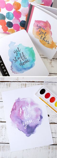 watercolor cards with the words get well done on them