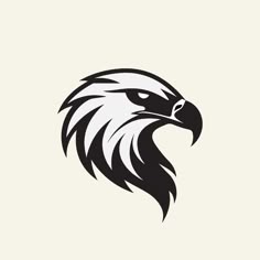 an eagle's head in black and white on a light beige background, suitable for use as a logo or emblem