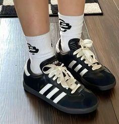 White Aesthetic Shoes, Black Sambas, Samba Black, Adidas Samba Black, Coquette Vibes, Samba Outfit, Adidas Campus 00s, Dark Coquette