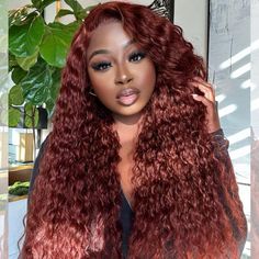 PRICES MAY VARY. · Reddish brown 13x6 lace front wigs human hair Material:100% Remy human hair material was cut from one donor,full cuticle aligned, Can be dyed ,permed, bleached, highlighted, straighten or styled as your own hair. · Reddish Brown Water Wave13x6 Human Hair Wig Quality: Water wave lace front wig human hair reddish brown color,pre plucked with baby hair, physical high temperature shaping, does not contain any chemical substances, does not fall off,tangles and no smell . · Water Wa Brown Water, Human Hair Color, Wig Human Hair, Wigs Human Hair, Lace Caps, Hair Color Dark, Reddish Brown, Deep Wave, Hd Lace