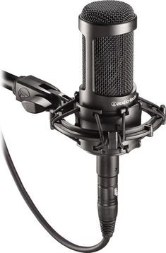 a microphone attached to a cord on a white background