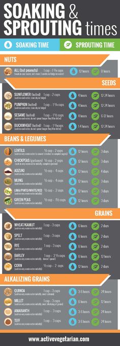 the ultimate guide to cooking and sprouting times infographical poster by active vegetarian