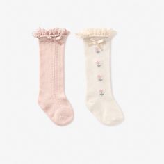 Made with a blend of soft materials to fit snug, our non-slip, knee-high baby socks will stay up and keep legs just warm enough. Featuring no-slip grips, delicate ruffle with satin bow, and delicate floral pattern, these socks are functional and precious, elevating any outfit.
Features 2 pairs of socks
Packaged in a small gift box
75% Cotton, 23% Nylon, 2% Spandex
Machine wash cold, do not bleach, do not iron, tumble dry low Baby Tea Party, Baby Tea, Baby Tights, Socks Packaging, Non Slip Socks, Toddler Accessories, Elegant Baby, Small Gift Boxes