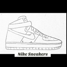 a drawing of a shoe with the words nike sneakers on it