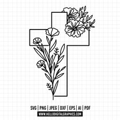 a cross with flowers on it and the words, svp png file files