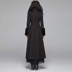 Material:POLYESTER 
Features:Fitted/Fit/Inelastic/Thick 
Color:BLACK 
Size:XS-4XL 
Sku:WY1040XCF Fitted Black Long Coat, Gothic Fitted Outerwear For Fall, Fitted Gothic Outerwear For Fall, Black Fitted Winter Outerwear, Fitted Black Winter Outerwear, Gothic Long Sleeve Winter Outerwear, Goth Jacket, Wind Coat, Punk Shirt