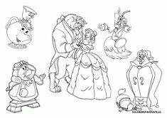 the beauty and the beast coloring pages from disney's animated movie, beauty and the beast