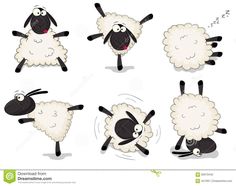 cartoon sheep with different poses and expressions