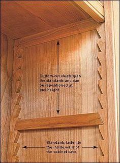 the inside of a wooden cabinet with measurements and instructions on how to put together it