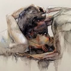 a drawing of two people laying on top of each other