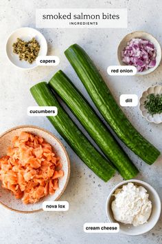 the ingredients needed to make smoked salmon bites