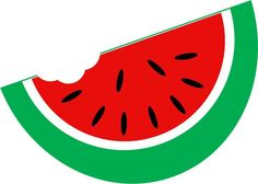 a slice of watermelon on a white background with green trim around the edges