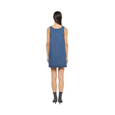 Washed denim Unlined Classic fit Scoop neck Tonal top-stitching Patch pockets on the chest Straight hem Miu Miu Denim, Printed Denim Dress, Dress Home, Printed Denim, Washed Denim, Top Stitching, Gray Dress, Denim Wash, Miu Miu