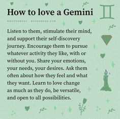 a poem written in green with the words how to love a gemini