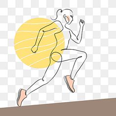 a man running with the sun in the background, hand drawn illustration png and psd