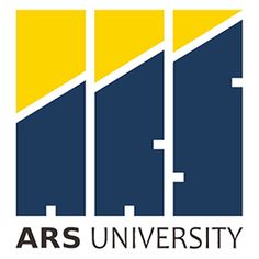 the arts university logo is shown in yellow and blue