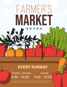 the farmer's market flyer is shown