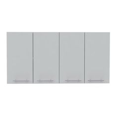 a white wall mounted cabinet with three doors