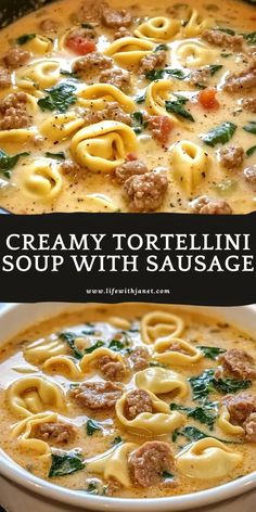 creamy tortellini soup with sausage and spinach