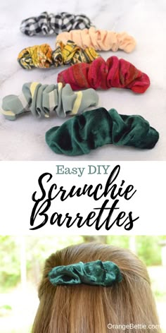 Scrunchie Barrette, Diy Scrunchie, How To Make Scrunchies, Diy Hair Scrunchies, Scrunchies Diy