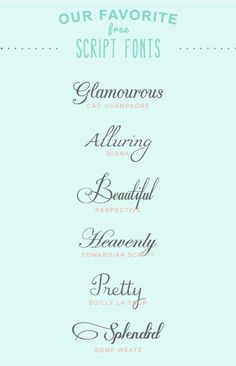 some type of font that is in different colors and sizes, with the words our favorite script