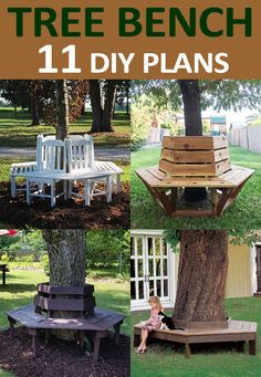 the best diy plans to build a tree bench for your backyard or yard in under 10 minutes