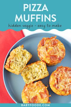 mini pizza muffins on a plate with text overlay