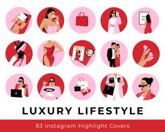 a woman in red dress and man in black suit, with the words luxury life style