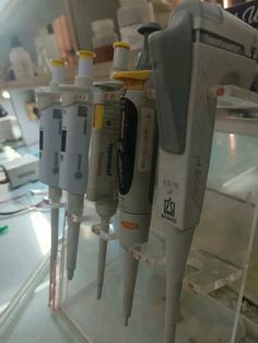 several medical devices are lined up in a row