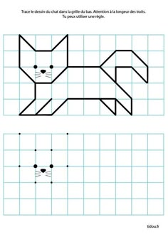 an image of a cat that has been drawn on the grid