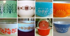 many different colored bowls with designs on them