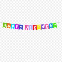 a happy birthday banner with the words happy birthday hanging on a string, hd png