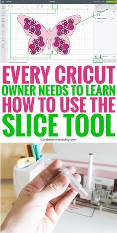 a person is working on a project with the text, every cricut owner needs to learn how to use the slice tool