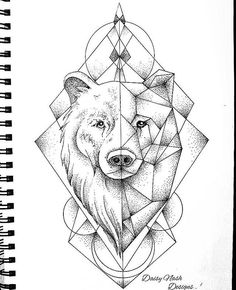 a drawing of a bear with geometric shapes