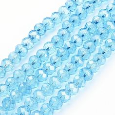 light blue faceted glass beads