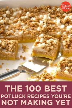 the 100 best potluck recipes you're not making yet cover image with text overlay