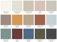 the different shades of paint that are available in various colors and sizes, including brown, beige