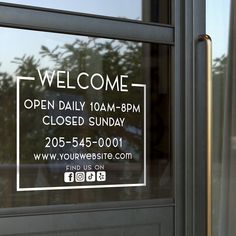 an open door with a welcome sign on it