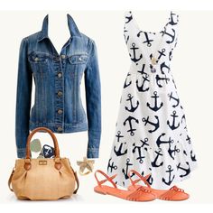 Nautical Outfits, Summer Fashion Dresses, Nautical Fashion, Outfit Trends, Fashion Dresses Casual, Casual Summer Dresses, Polyvore Outfits, Anchors, Pretty Outfits