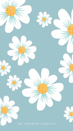 a blue background with white daisies and the words, the inspired lifestyle