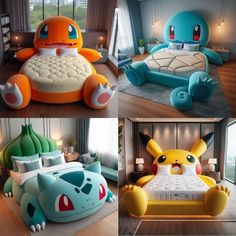 four different types of pokemon bedroom furniture