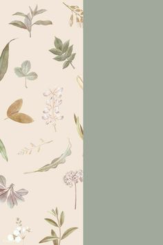 an image of flowers and leaves on a wallpaper background in pastel pinks