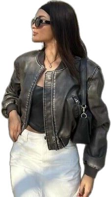 Casual Fitted Biker Jacket With Pockets, Chic Streetwear Leather Jacket With Pockets, Leather Jacket With Pockets For Spring Streetwear, Chic Leather Jacket With Pockets For Streetwear, Casual Winter Biker Jacket With Pockets, Urban Fitted Leather Jacket With Pockets, Trendy Leather Jacket With Pockets For Fall, Casual Leather Jacket With Zipper Closure, Urban Leather Jacket With Pockets