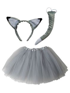 Adult Wolf Costume or Gray Fox Costume - Tutu Skirt, Tail, & Headband Set for Adult or Plus Size - Sydney So Sweet Halloween Tutu Costumes, Gray Tutu, Quick Halloween Costumes, Fox Costume, Shark Costumes, Wolf Costume, Mouse Costume, Toddler Tutu