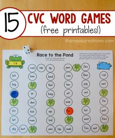 a printable worksheet for cvc word games with the words race to the pond