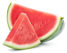 two slices of watermelon on a white background