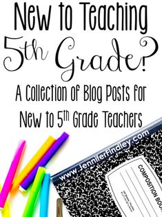 a book with the title, new to teaching 5th grade? a collection of blog posts for new to 5th grade teachers