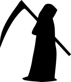 a black and white silhouette of a nun holding a sceptacle